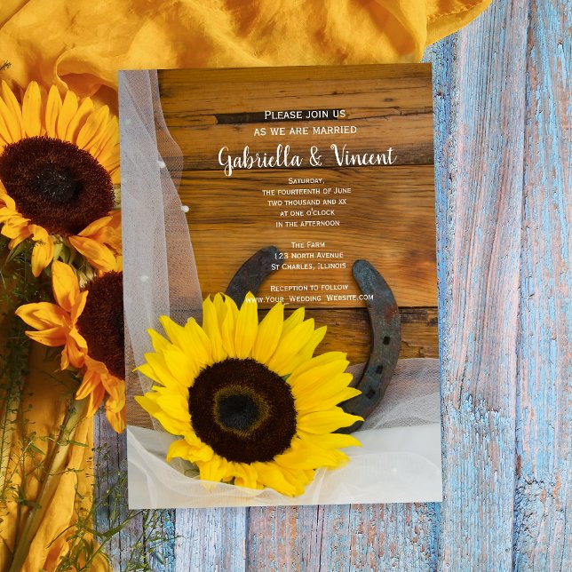 Invitación Sunflower and Horseshoe Country Western Wedding  (Subido por el creador)