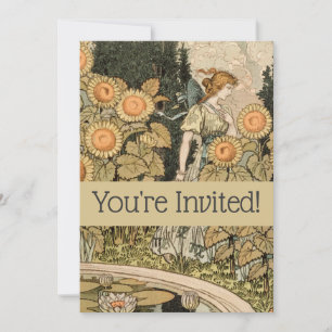Invitación Sunflower Art Nouveau Garden Grasset Mujer