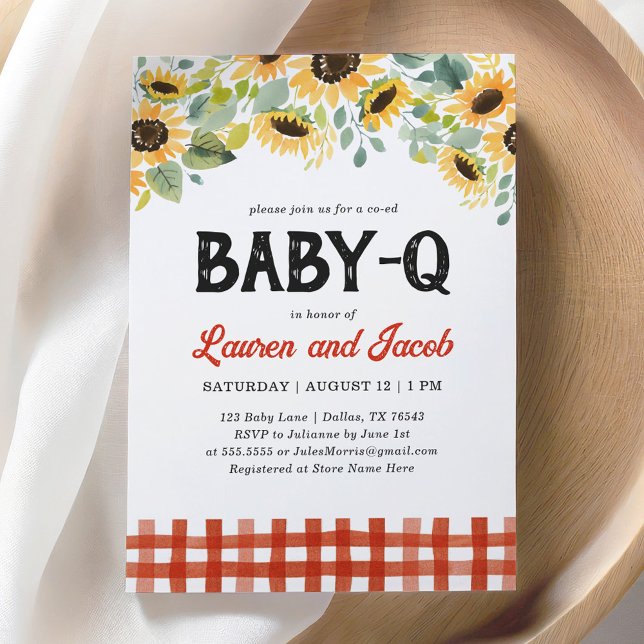 Invitación Sunflower Baby Q Rustic Parejas Baby Shower (Subido por el creador)