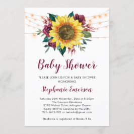 Invitación Sunflower Baby Shower Lights Floral