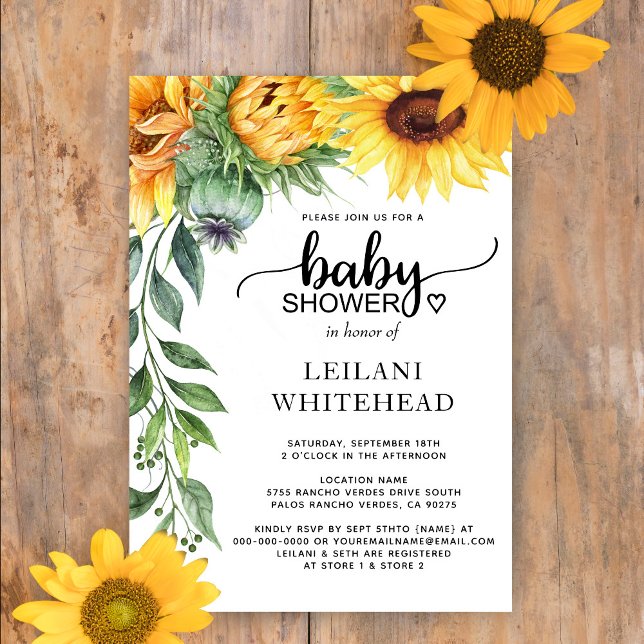 Invitación Sunflower Baby Shower Moderno (Subido por el creador)