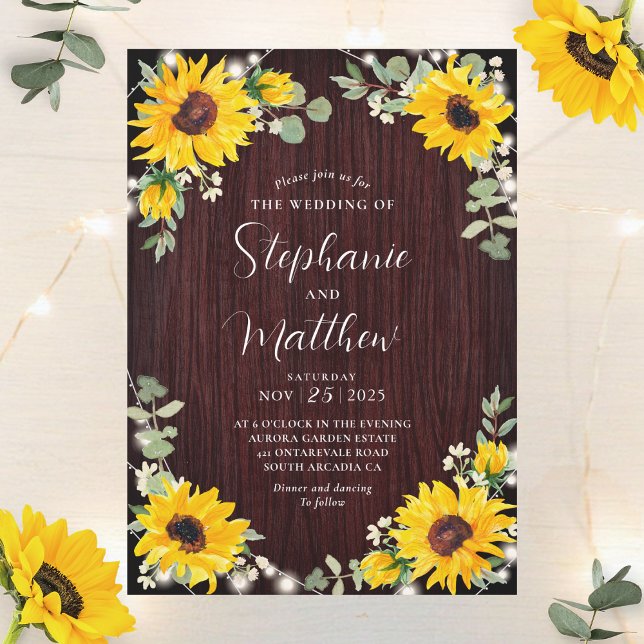 Invitación Sunflower Babys Luces de aliento Boda de madera (Subido por el creador)