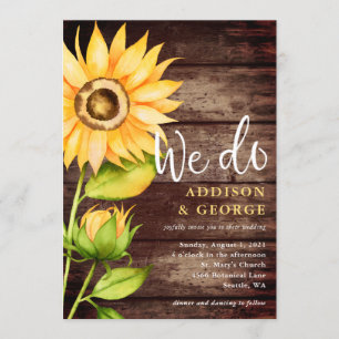 Invitación Sunflower Barn Wood We Do Boda