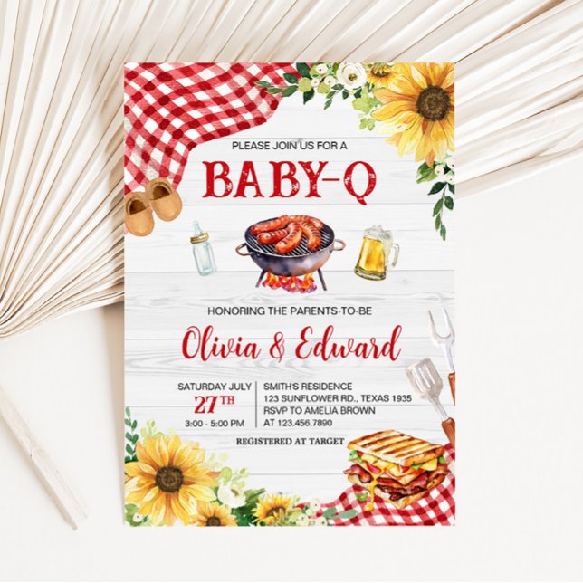 Invitación Sunflower BBQ Baby Shower (Backyard Picnic Baby Shower Invitation)