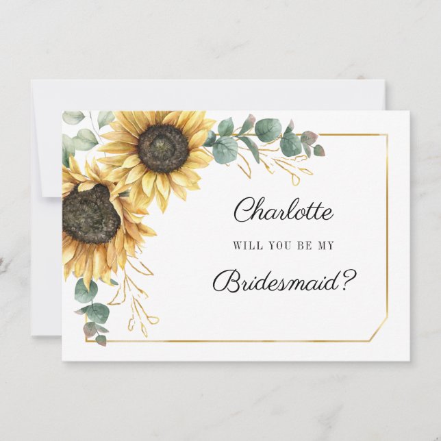 Invitación  Sunflower Be My Bridesmaid Card (Anverso)