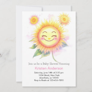 Invitación Sunflower Beauty Sunshine Chica Baby Shower