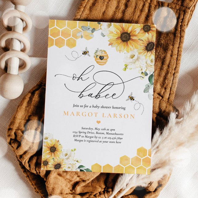 Invitación Sunflower Bee Baby Shower Oh Babee Baby Shower (Subido por el creador)