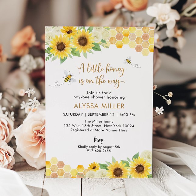 Invitación Sunflower Bee Little Honey Baby Shower (Subido por el creador)