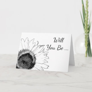 Invitación Sunflower Blanco Negro Serás Mi Novia