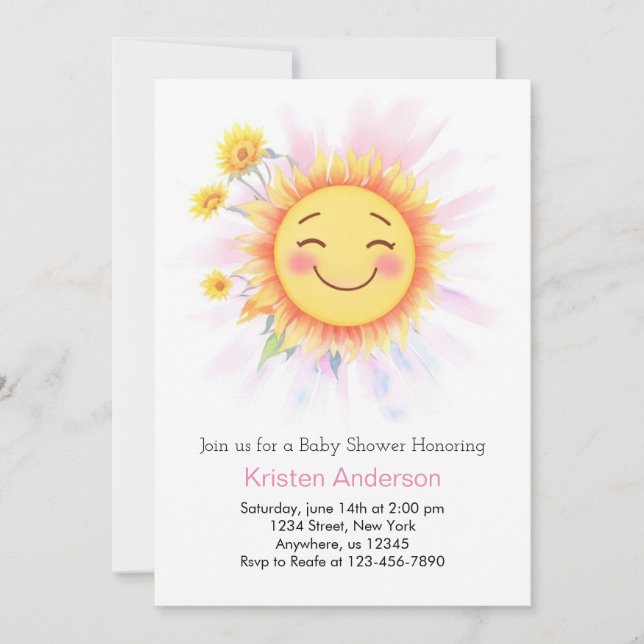 Invitación Sunflower Boho Chica Baby Shower (Anverso)
