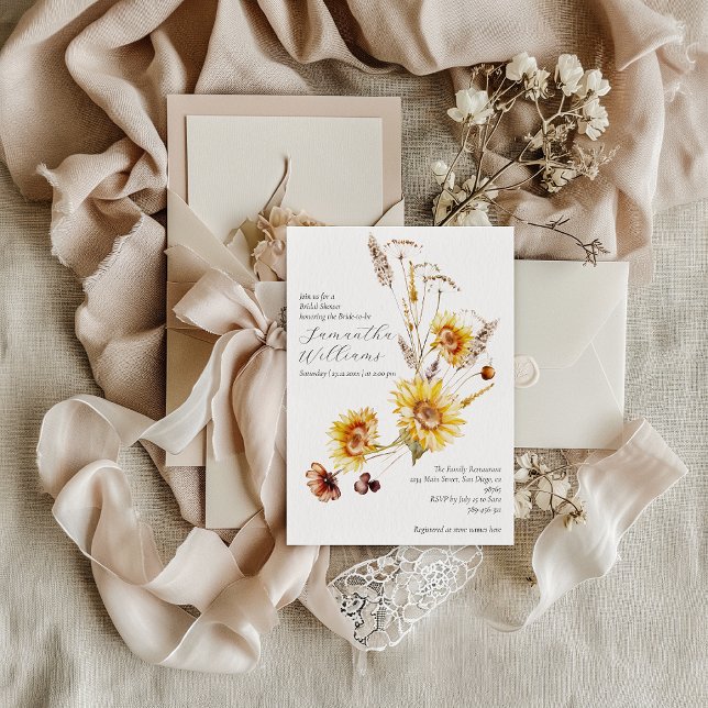 Invitación Sunflower Boho Rustic Elegtic Bridal Shower (Subido por el creador)