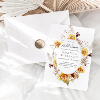Invitación Sunflower Boho Wildflower Moderno Ducha De Novias