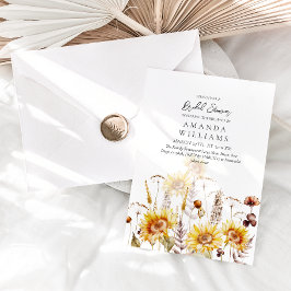 Invitación Sunflower Boho Wildflower Moderno Ducha De Novias 