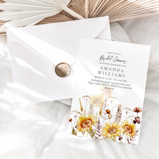 Invitación Sunflower Boho Wildflower Moderno Ducha De Novias  (Subido por el creador)