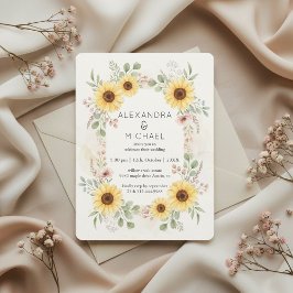Invitación Sunflower Botanical Rustic Wedding Invitation