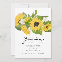 Invitación Sunflower Bouquet Boda White Couples Shower