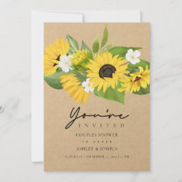 Invitación Sunflower Bouquet Kraft Papel Ducha Parejas