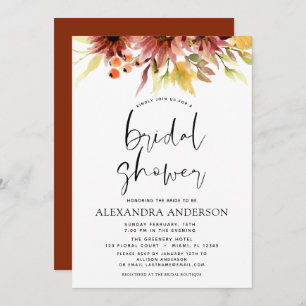 Invitación Sunflower Bridal Shower Burgundy Floral