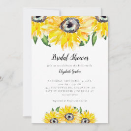 Invitación Sunflower Bridal Shower Elegante Moda acuarela