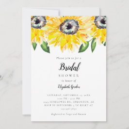 Invitación Sunflower Bridal Shower Elegante Script Watercolor