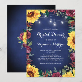 Invitación Sunflower Burgundy Jar ilumina la ducha de novia d