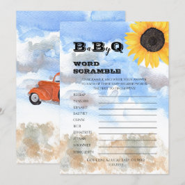 Invitación Sunflower | Calcomanías de palabras Baby Shower de