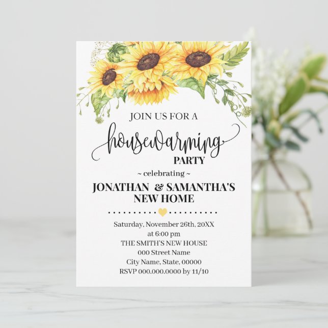 Invitación Sunflower Casa Calentando El País Floral Boho Moda (Anverso de pie)