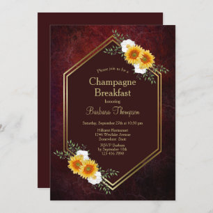 Invitación Sunflower Champagne Desayuno Noche Ducha