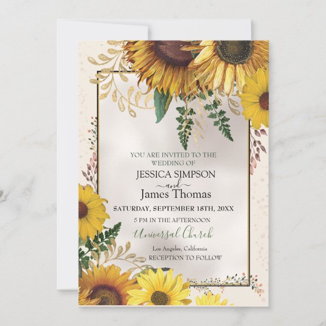 Invitación Sunflower color de agua elegante (Anverso)