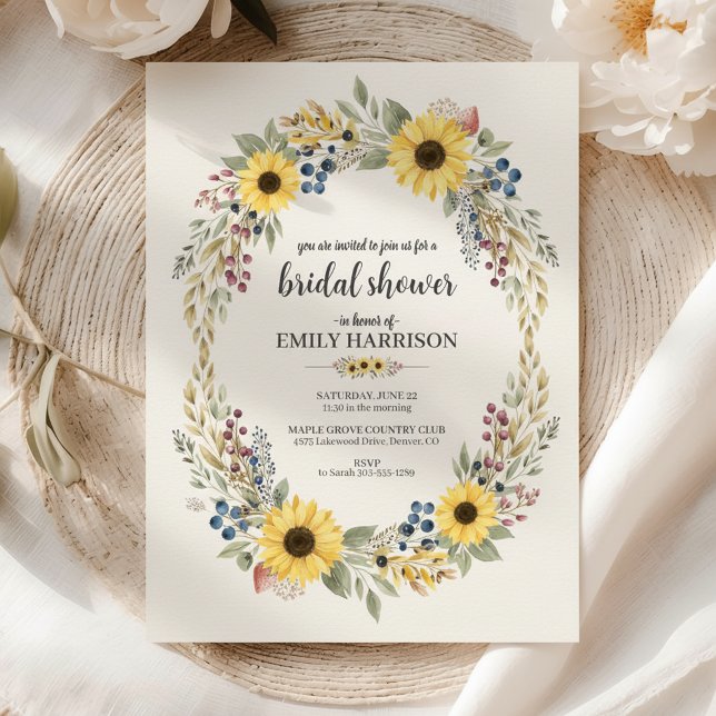 Invitación Sunflower Corner Bridal Shower Invite Rustic Style (sunflower bridal shower invitation)