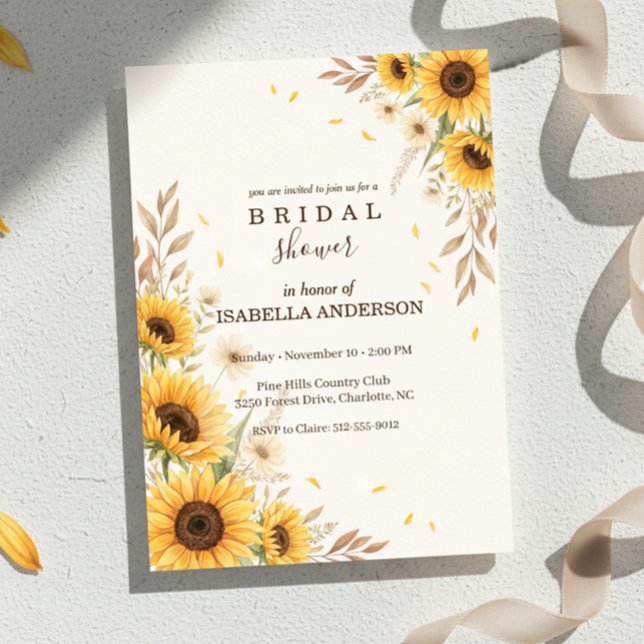 Invitación Sunflower Corner Bridal Shower Rustic Style (rustic farmhouse invitation design)