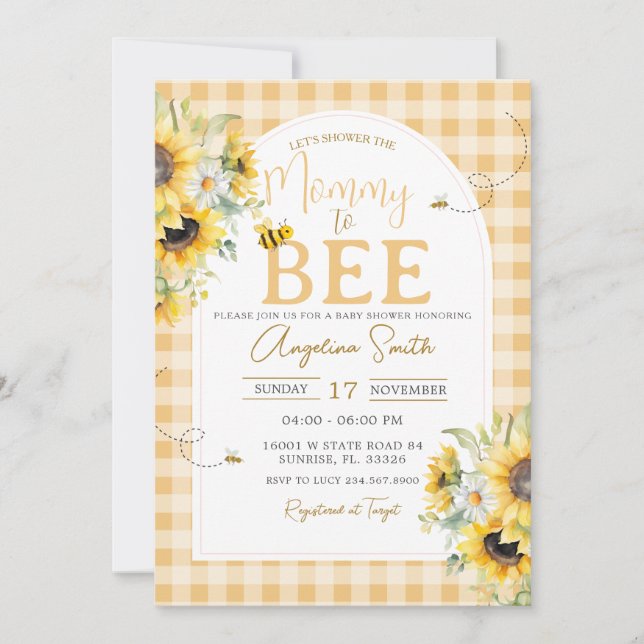 Invitación Sunflower Daisy Bee Mamá Se Adquiere Baby Shower