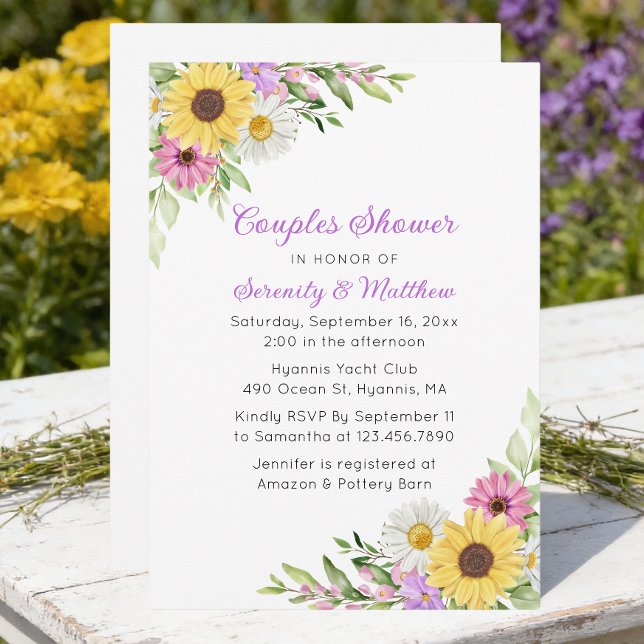 Invitación Sunflower Daisy Floral Boho Garden Couples Shower (Subido por el creador)