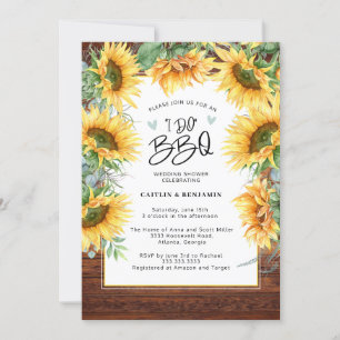 Invitación Sunflower De Madera Rústica Yo Hago Ducha De Novia