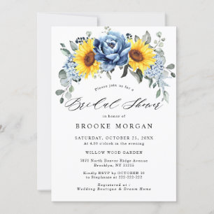 Invitación Sunflower Dusty Blue Slate Peony Shower