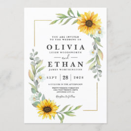 Invitación Sunflower Elegant Rustic Geometric Gold