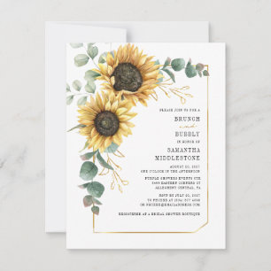 Invitación Sunflower Eucalyptus Brunch Bubbly Bridal Shower