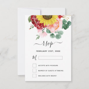 Invitación Sunflower Eucalyptus Country Watercolor RSVP