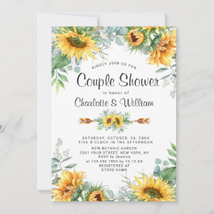 Invitación Sunflower Eucalyptus Watercolor Ducha Pareja