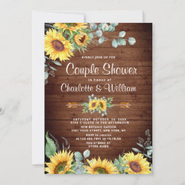 Invitación Sunflower Eucalyptus Watercolor Ducha Pareja