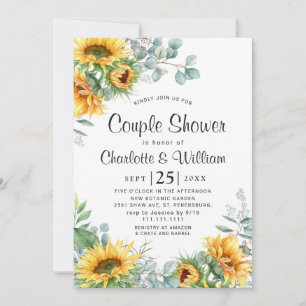 Invitación Sunflower Eucalyptus Watercolor Ducha Pareja