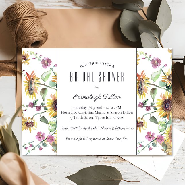 Invitación Sunflower Fall Watercolor Florals Bridal Shower (Subido por el creador)