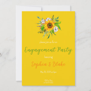 Invitación Sunflower Floral Bouquet Yellow Engagement Party