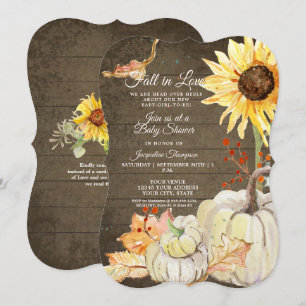 Invitación Sunflower Floral Watercolor Pumpkin Baby Shower