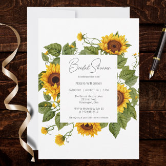 Invitación Sunflower Frame Bridal Shower 