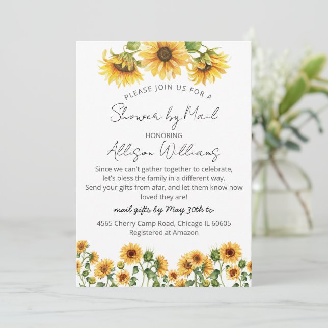 Invitación Sunflower Garden Baby Shower Por Correo (Anverso de pie)