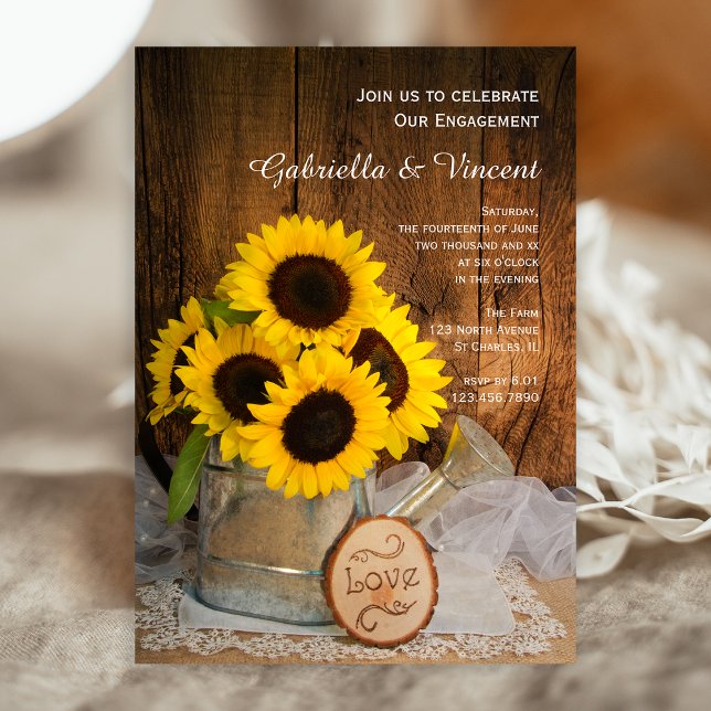 Invitación Sunflower Garden Watering Can Engagement Party (Subido por el creador)