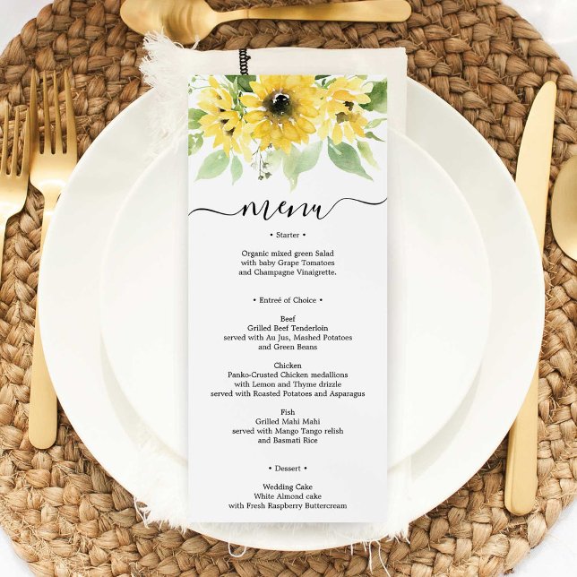 Invitación Sunflower Garden Wedding Menu o Bridal Shower (Subido por el creador)