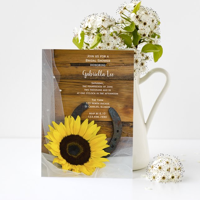 Invitación Sunflower Horseshoe Country Western Bridal Shower (Subido por el creador)