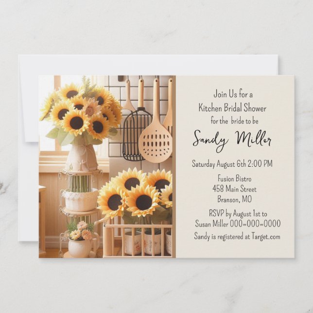 Invitación Sunflower Kitchen Bridal Shower (Anverso)